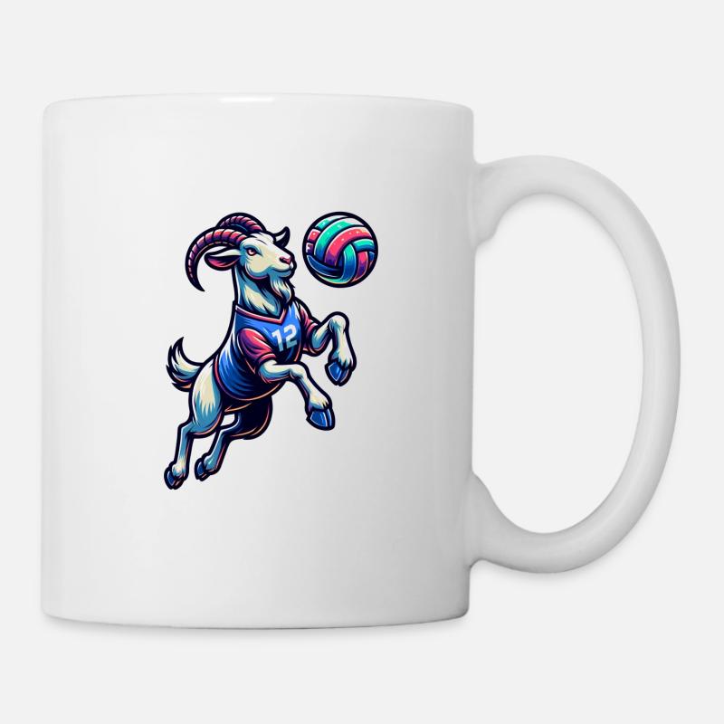 Drôle de joueur de volley-ball de chèvre - Mug blanc - blanc