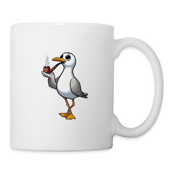 North Sea Coast Seagull Smoking Pipe Hamburg - Mug - white - Right