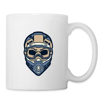 Motocrosshelm mit Kopf - Tasse - Weiß - Rechts