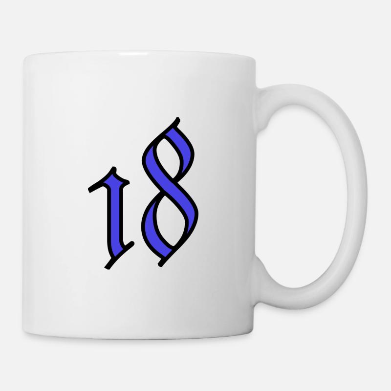 18. 18 ANS. 18e ANNIVERSAIRE. ANNIVERSAIRE 18 ANS. - Mug blanc - blanc