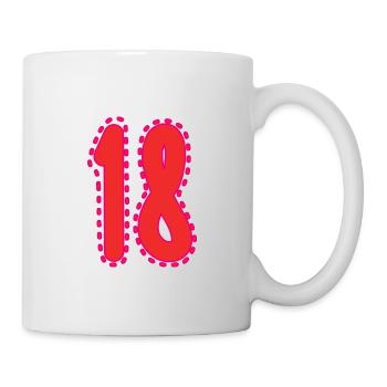 18. 18 JAHRE ALT. 18. JAHRESTAG. 18. GEBURTSTAG. - Tasse - Weiß - Rechts
