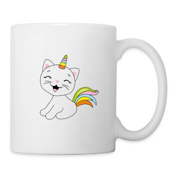 Cute smiling cat unicorn - Mug - white - Right