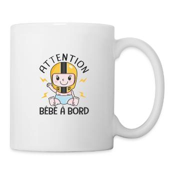 Moto Attention bébé à bord naissance grossesse - Mug blanc - blanc - Droite