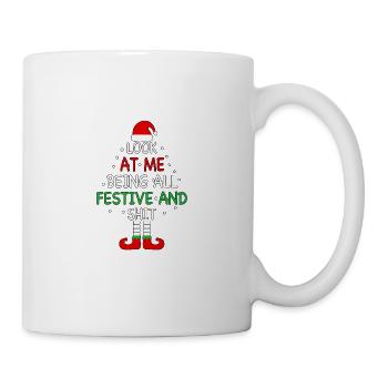 Funny Xmas look at me being all festive - Tasse - Weiß - Rechts