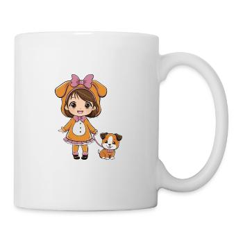 Kawaii Girl In a Dog costume - Mug - white - Right