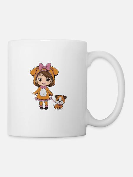 Déguisement Kawaii Fille en chien - Mug blanc - blanc