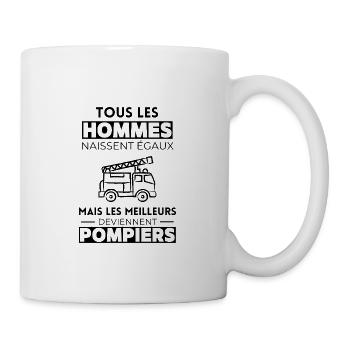Les hommes sont égaux les meilleurs sont pompiers - Mug blanc - blanc - Droite