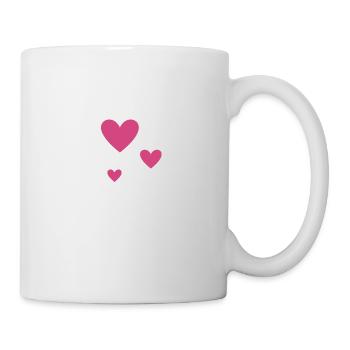 Drei Rosa Herzen - Tasse - Weiß - Rechts
