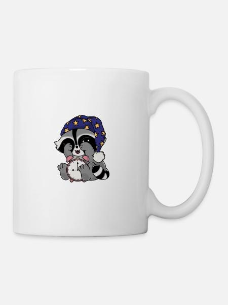 Snuggles der Waschbär als Langschläfer - Tasse - Weiß