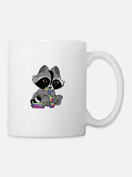 Snuggles der Waschbär mit Kristall - Tasse - Weiß