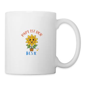 Papa ist der Beste! Sonnenblume personalisierbar - Tasse - Weiß - Rechts