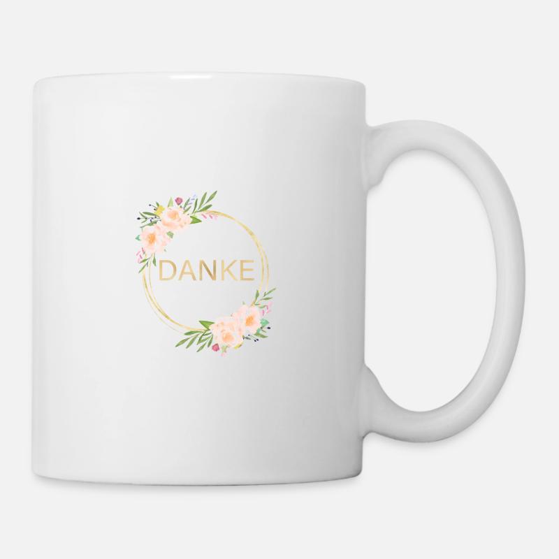Danke! Blumen_Kranz personalisierbar - Tasse - Weiß