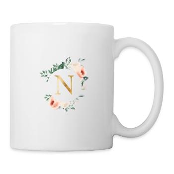 N Monogram Green, Pastel, Wreath - Mug - white - Right