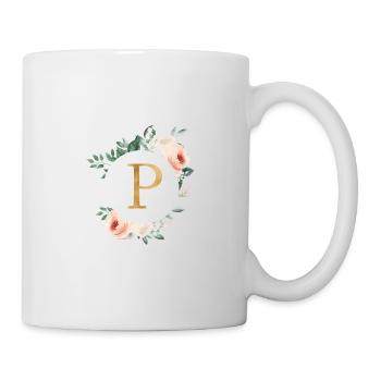 P Monogram Green, Pastel, Wreath - Mug - white - Right
