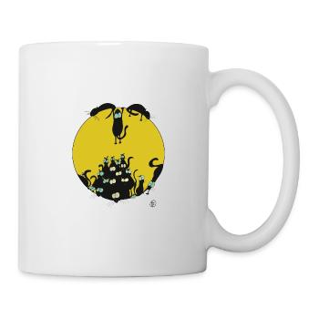 Schwarze Katzen beobachten Dich - Tasse - Weiß - Rechts