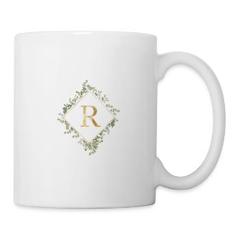 R Monogramm Eukalyptus Kranz - Tasse - Weiß - Rechts
