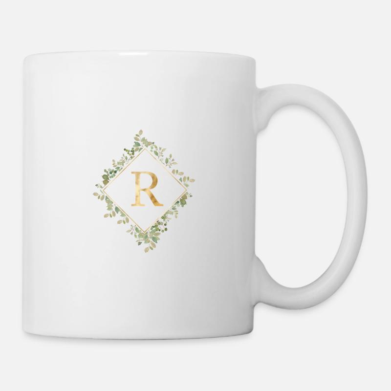 R Monogram Eucalyptus Wreath - Mug - white