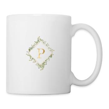 P Monogramme Couronne d’Eucalyptus - Mug blanc - blanc - Droite