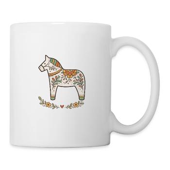 Dessin d’art populaire floral de Dala scandinave bohème - Mug blanc - blanc - Droite