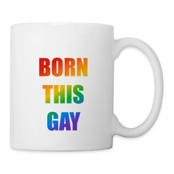 Born this gay rainbow text - Mug - white - Right