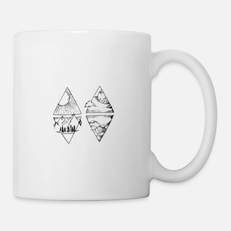Soleil montagnes mer lune - Mug blanc - blanc