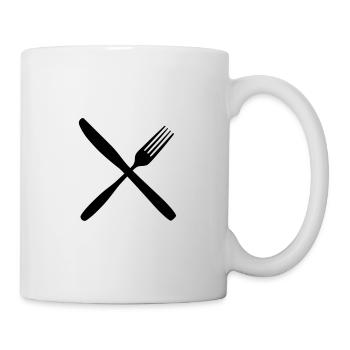Couteaux et fourchette sur croix couverts nourriture vecteur - Mug blanc - blanc - Droite