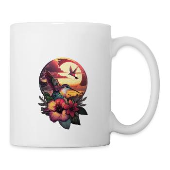 Un colibri vole au-dessus de la fleur d’hibiscus Soleil tropical - Mug blanc - blanc - Droite