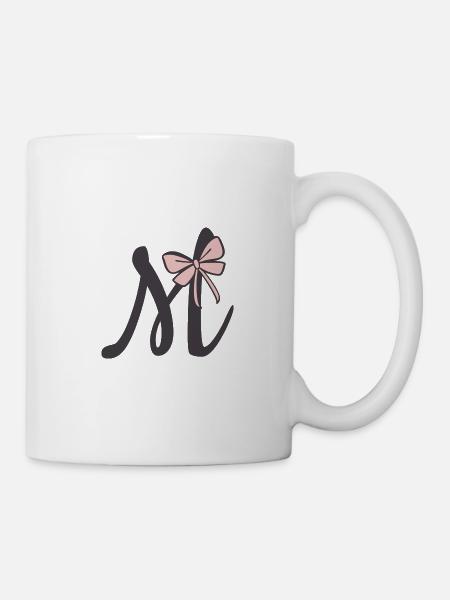 Anfangsbuchstabe M Schleifchen - Tasse - Weiß