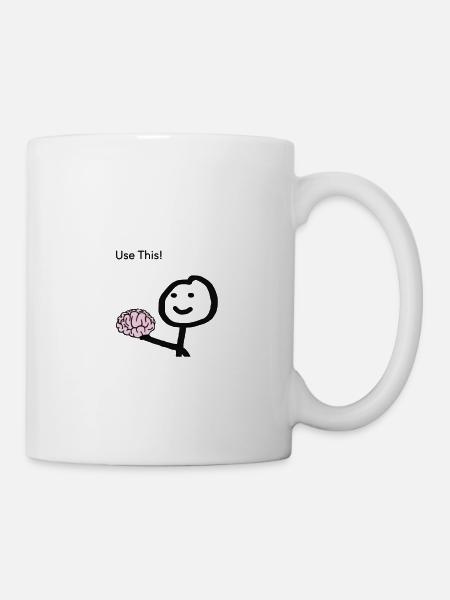 Gehirn-Tipp Stickfigur - Tasse - Weiß
