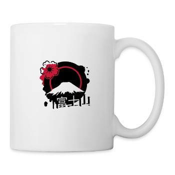 Fujiyama avec fleur de cerisier et calligraphie - Mug blanc - blanc - Droite