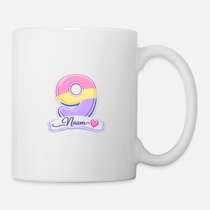 Geburtstags-9-Pastel anpassbar - Tasse - Weiß