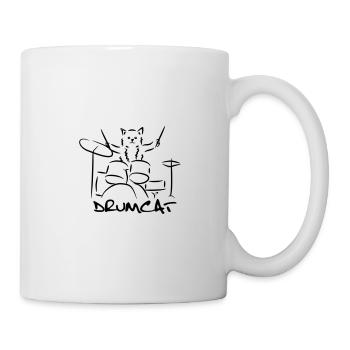 Schlagzeug Drum Drumcat Katze Cat Shirt Geschenk - Tasse - Weiß - Rechts