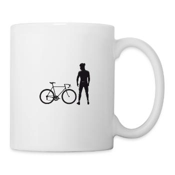 Bicyclist with road bike - Mug - white - Right