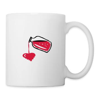 Love potion in a glass bottle & liquid heart - Mug - white - Right