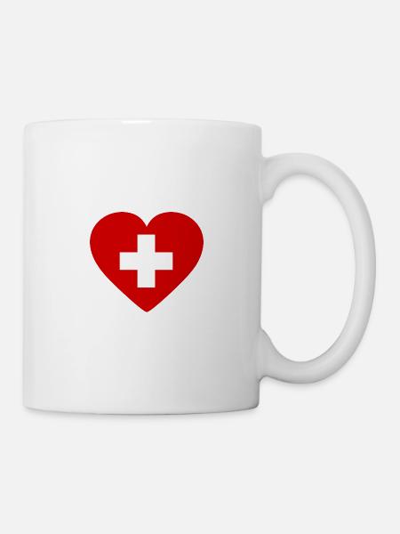 Schweiz Herz Flagge - Tasse - Weiß