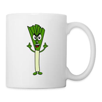 Leek with middle finger Stinky finger - Mug - white - Right