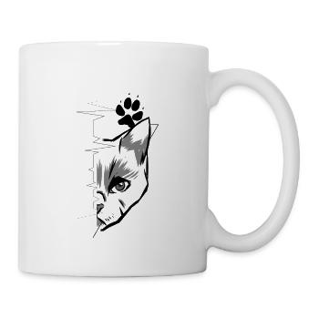 Katzenliebe Herzschlag Pfotenabdruck Tierschutz - Tasse - Weiß - Rechts