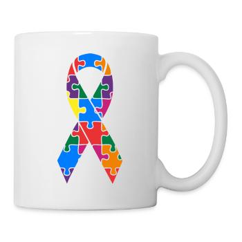 Puzzle de ruban de sensibilisation à l'autisme coloré - Mug blanc - blanc - Droite