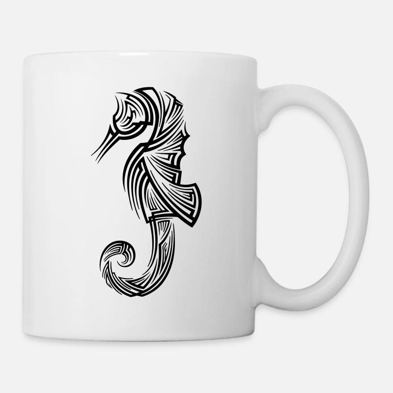 Seahorse Tribal Tattoo - Mug - white