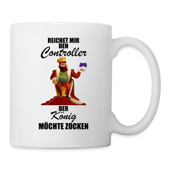 Gaming Gamer Spruch König Controller PC Zocker - Tasse - Weiß - Rechts