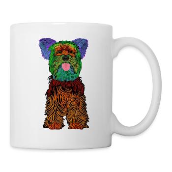 Yorkshire terrier Hunde, Gegenbogenfarben verrückt - Tasse - Weiß - Rechts