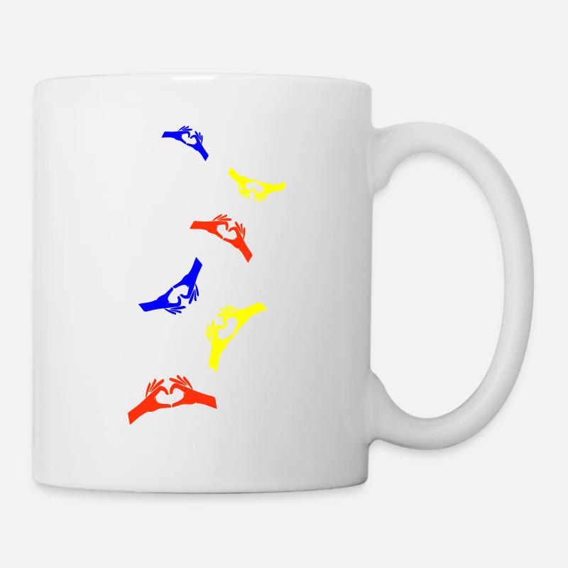 Hände Herz Bunt - Tasse - Weiß