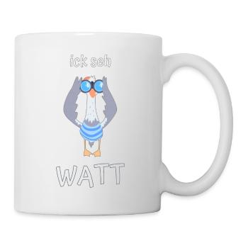 ick seh watt Möwe Fernglas - Tasse - Weiß - Rechts