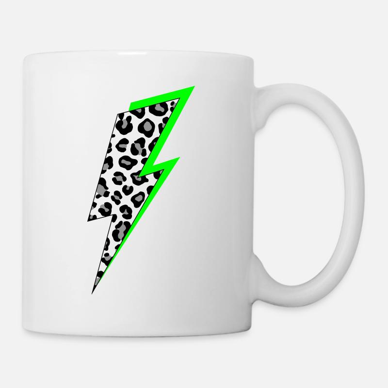Motif léopard éclair avec ombre néon - Mug blanc - blanc