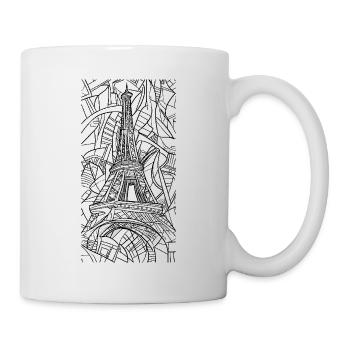 Paris Tour Eiffel France City Skyline Line Art - Mug blanc - blanc - Droite