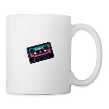 Coucher de soleil sur cassette néon - Mug blanc - blanc - Droite