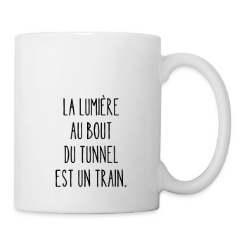 la lumière au bout du tunnel est un train - Mug blanc - blanc - Droite