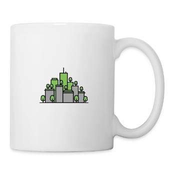 Grüne Stadtsilhouette Vektor - Tasse - Weiß - Rechts