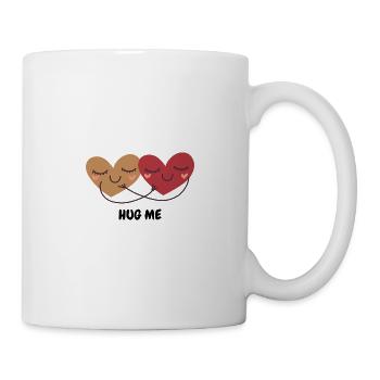 Zwei kuschelnde Herzen Umarmung - Tasse - Weiß - Rechts
