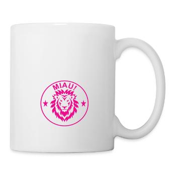 Lion, Logo, Drôle, Miau, Miau Lion EN ROSE, Humour - Mug blanc - blanc - Droite